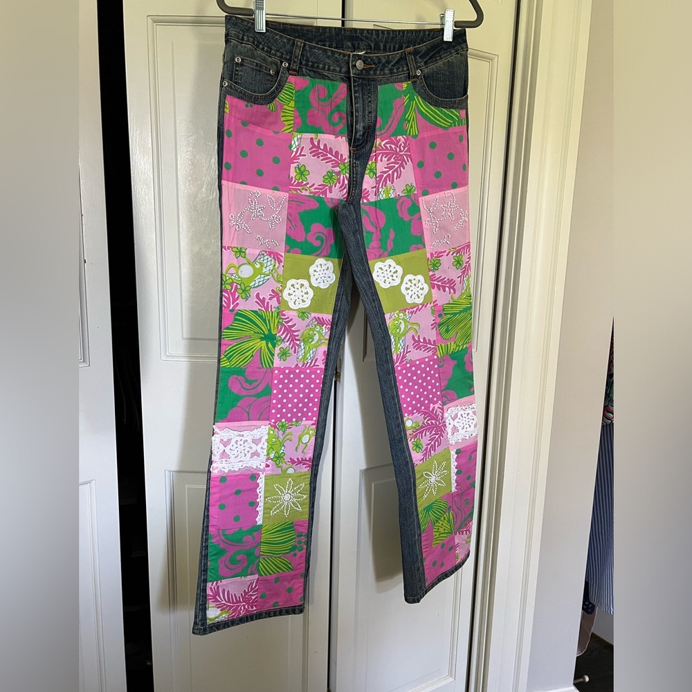 Holy Grail Lilly Pulitzer patchwork jeans size 8 EUC
